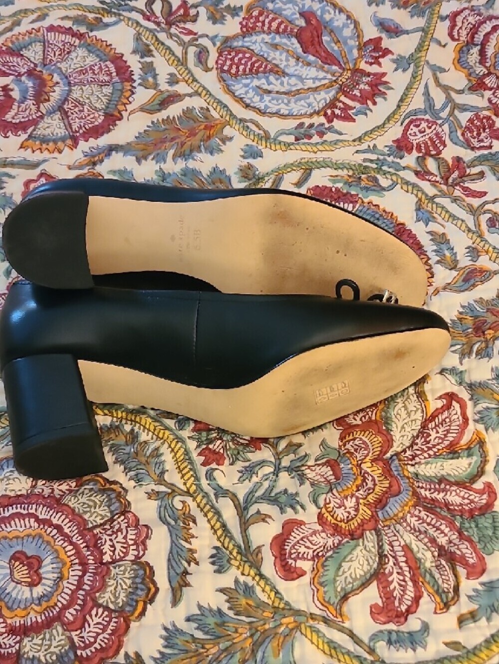 kate spade Black Leather Bow Ballet Pumps with Gold Charm Accents - Picture 7 of 7